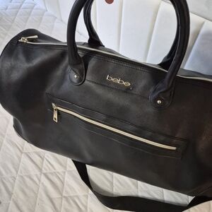 bebe Black Duffel with Gold Hardware